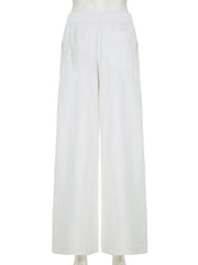 Cyflymder Casual Solid Wide Leg Pants Basic Button Mid-Waisted Straight Pants Women 2025 Streetwear Kpop Sporty Activewear Lady