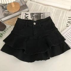 Cyflymder Girls Skirt New Fashionable Spring and Summer Elastic Waist Casual Simple Solid Color Sweet Girls Mini Skirts