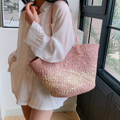 Cyflymder Casual Rattan Large Capacity Tote Designer Wicker Woven Women Handbags Summer Beach Bali Straw Bag Lady Travel Big Basket Purse