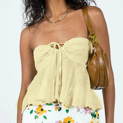 Cyflymder Boho Beach Y2K Ruffles Hem Strapless Camis Chic Women Holiday Crop Tops Sexy Chest Wrap Tie Up Tube Tops Backless Vest Tanks