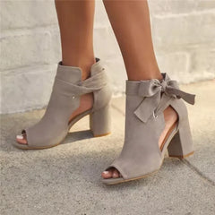 Cyflymder Women Chunky High-heeled Pumps Summer Cloth Side Black Red Sandals Casual Peep Toe Zapatillas Mujer Elegantes