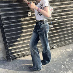 Cyflymder Subcultural sexy spicy girl style cross hot diamond casual pants American trendy highstreet micro flared wide leg slim fit pants