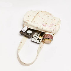 Cyflymder Korean Sweet Cute Floral Shoulder Bag Women Canvas Large Capacity Underarm Bag Ladies Harajuku Gentle Casual Boston Bag Chic New
