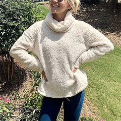 Cyflymder Women Thickened Warm Padded Sweatshirt Autumn Winter Daily Casual Long Sleeve Turtleneck Hoodie Korean Female Pullover Outerwear