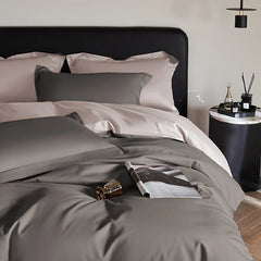 Cyflymder Reversible Sateen Premium Bedding Set Silky Soft Long-Staple Cotton Single Double Super King Duvet Cover Bedsheet Pillowcases
