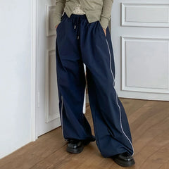 Cyflymder Women's Streetwear Pants Y2K Vintage Low Rise Baggy Sweatpants Elastic Waist Loose Casual Trousers Straight Leg Aesthetic Fall