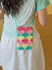Cyflymder New Crochet Mermaid Tail Beach Phone Bag Women's Cute Design Sensation Crossbody Bag Soft Fabric Summer Handbag