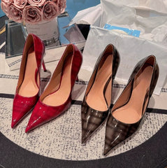 Cyflymder New 12cm gradient patent leather pointed high heels for women's fashion, slim heels, versatile, and shallow single shoes