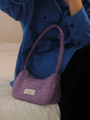 Cyflymder Harajuku Purple Handbag Women Fragrance Style Knit Lightweight Y2k Underarm Bag Female Versatile Weave Shoulder Bags Aesthetic