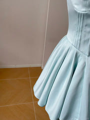 Cyflymder Summer Sweet Princess Bubble Sleeve Dress Women's Waist Tie Flared Mini Skirt