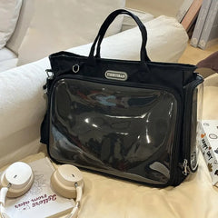 Cyflymder Vintage Y2k Aesthetic Simple Shoulder Crossbody Bags All Match Trendy Transparent Ita Bag Ins Casual Backpack for Women Students