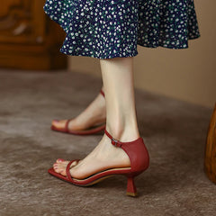 Cyflymder Women's Sandals Sexy Square Head Strap High Heels Basic Shoes Casual Party Pumps Female Fashion Summer