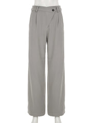 Cyflymder Casual Solid Straight Suit Pants Basic High Waisted Wide Leg Pants Women Autumn Spring Fashion Streetwear Ladies