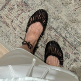 Cyflymder Summer Low Heels Roma Sandals Fashion Outdoor Woven Hollow Women Sandals Casual Lace-up Round Head Sandals