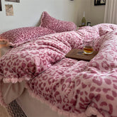 Cyflymder Winter Thick Warm Luxury Leopard Print Velvet Queen Size Bedding Set Duvet Cover Flat/Fitted Bed Sheet Pillowcases 4Pcs