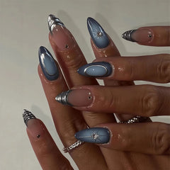 Cyflymder 24pcs French Almond Press on Nails Colorful False Nails Summer Wearable Stick-on Nails Fake Nail Uñas Накладные Ногти 네일팁