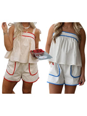 Cyflymder Women s Stylish 2 Piece Set Sleeveless Crop Top and High Waisted Shorts Matching Outfit for Summer Lounging