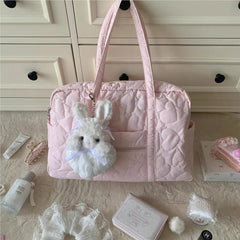 Cyflymder Heart Print Large Capacity Tote Bag Women Sweet Cute Pink Shoulder Bag Ladies Commuter Travel Portable Handbag 2025 New