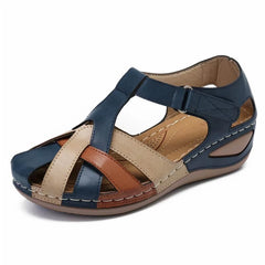 Cyflymder Newly Lollita Orthopedic Plus Sandals PU Leather Retro Arch Support Comfy Round Toe Sandals for Women Toe Protection Design
