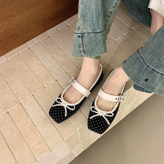 Cyflymder Women Flats Spring New Toe Soft Leather Ladies Casual Ballet Shoes Fashion Bowknot Design Dress Shoes 567