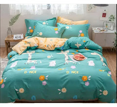 Cyflymder Kids Bedding Set 100% Cotton Cartoon Printed Duvet Cover +2pcs Pillowcase Soft Bed Linens Dormitory Bedroom Home Textile B87B
