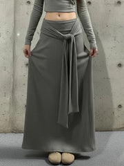 Cyflymder Autumn Y2k Sexy Slim Solid All Match Low Waist Bandage Slight Strech Skirts