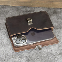 Cyflymder Vintage American Style Genuine Leather Men's Waist Bag Crossbody Phone Pouch Furry Cow Leather Top Layer Batch Production