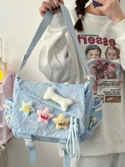 Cyflymder Stylish Backpack Large Capacity Crossbody Bag for School Commuter, Soft Girl Casual Backpack or Shoulder Bag