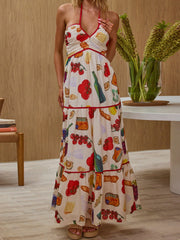 Cyflymder Elegant Floral Print Off Shoulder Maxi Dress with Ruffle Hem and Smocked Back for Women s Summer Fashion