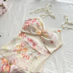 Cyflymder Summer Women Birthday Prom Cami Dress Midi Coquette French Vintage Hollow Out Vacation Frock Evening One-Piece Party Aesthetic