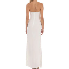 Cyflymder Sparkle Sequin Mesh Patchwork Maxi Dress Women Sexy Strapless Tube Dress Elegant Lady Backless Bodycon Long Dress