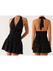 Cyflymder Elegant V-Neck Maxi Dress with Floral Print and Ruffled Hemline Women s Summer Boho Chic Sleeveless Dress