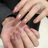 Cyflymder 10Pcs French Handmade Press on Nails Fake Nails with Pearl Decoration Wearable Stick-on Nails Full Cover False Nail Uñas 네일팁