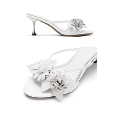 Cyflymder New Women Sandals Sexy Summer High Heels Sandals Trend Outdoor Round Head Flower Shoes for Women Lightweight Luxury Shoes