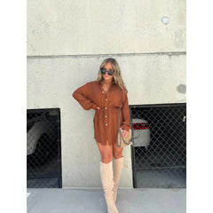 Cyflymder Women's Long Sve Standalone Sved irt Jumpsuit Faion Set Tee Pieces Outfits Commute Sle Autumn Collection Adults