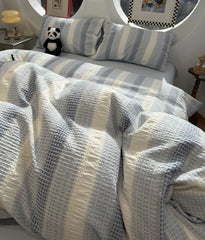 Cyflymder Nordic simple blue pink stripe bedding set single double,twin full queen king cotton home textile sheet pillow case quilt cover