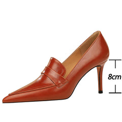 Cyflymder Shoes Retro Pointed Toe Women Pumps Leather Shoes High Heels Versatile Stilettos Elegant Women Heels Ladies Shoes 2025