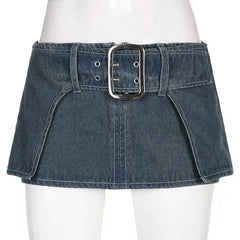 Cyflymder Women's Large Breasted Ultra Short Sexy Denim Skirt Cool Girl Vintage Fashion Summer Female Low Waist Slimming Mini Skirts