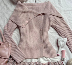 Cyflymder Cute Daily Sweater Casual Woman Sweet Y2K Harajuku Fashion Vintage Girl Cardigan Hot Classic Chic Knitwear Pink Maiden Clothing