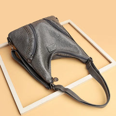 Cyflymder Double Row Rivet Women's Large Capacity Casual Handbag Soft Texture Single Shoulder Bag City Simple Style PU Material Tote Bag