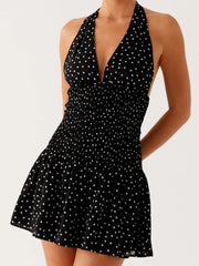 Cyflymder Elegant V-Neck Maxi Dress with Floral Print and Ruffled Hemline Women s Summer Boho Chic Sleeveless Dress