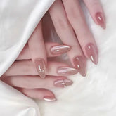 Cyflymder 24pcs Pink Almond Press on Nails Simple False Nails Wearable Stick-on Nail Fake Nails Uñas Postizas Mujer Накладные Ногти 네일팁