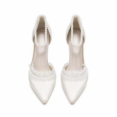 Cyflymder sling shoes bridal wedding shoes pearl lace elegant ladies shoes kawaii high heels stilettos heels Lolita y2k heels bow