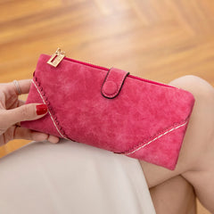 Cyflymder Men/Woman Wallet Vintage PU Leather Frosted Long Wallets Coin Pocket Billetera Hombre Man Purse Male ID Card Holder Money Bags