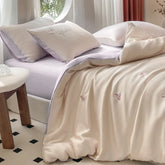 Cyflymder Summer Rayon Silk Bedding Sets Satin Smooth Duvet Cover Pillowcase Fitted Sheet Queen/king Bed Super Soft Breathable Bedclothes
