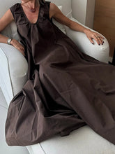 Cyflymder Women Sexy V-neck Sleeveless Hollow Robe Dress Elegant Hight Waist Solid Color Vest Dress Fashion Draped Loose Long Party Dress