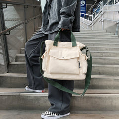 Cyflymder Canvas Crossbody Bags Women Large Capacity Messenger Bag Casual Fashion Adjustable Strap Simple Portable Shopping Commute Bag