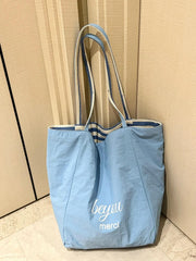 Cyflymder Summer Double-sided Striped Canvas Bag Ins Style Tote Student Large Capacity Casual Shoulder Bags for Women