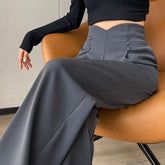 Cyflymder Gray Wide-leg Pants for Women New Spring and Autumn Slim Casual Suit Pants High-end Drapey Straight-leg Floor Mopping Pants