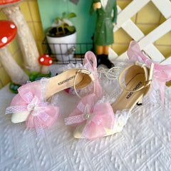 Cyflymder High Quality Designer Luxury Shoes Bridal Wedding Shoes Y2K Heels Lolita Cosplay 2000S Heels Bow Butterfly Heels Party Shoes